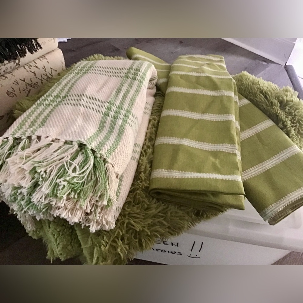 Green and Cream Throws and Pillow Covers